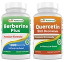 Melhores naturais Berberine Plus 1000mg & Quercetin com bromelaína