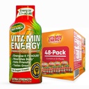 Vitamina Energia Imune+ Força extra Energia Shot Fruit Punch 48 Pack, 260mg Cafeína Natural, B-Vitaminas, Citicolina, Chá Verde, Imunidade e Apoio Foco, Açúcar Zero, Sem glúten 1,93 fl oz