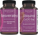 Reservage Beauty, Resveratrol 250 mg, Suplemento Antioxidante para Saúde Cardíaca e Celular 30 Caps & Ubiquinol CoQ10 Stat - Suporte para Sistema Cardiovascular, Níveis de Energia e Saúde Celular - 30