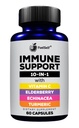 Suplemento de reforço de suporte imunológico com Elderberry, Vitamina C, Echinacea, Curcuminóides Acumênicos, Vitamina E, Vitamina B6, Zinco, L-Glutamina HCL, Alho, Lactobacillus Acidophilus :: 60 Count, 1 Pack