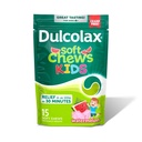 Dulcolax Kids Saline Laxative Soft Chews, Estimulante-livre de laxantes, gentil alívio de constipação para crianças, Macio suave, Melancia Flavor, Hidroxido de magnésio 1200 mg, 15 contagem
