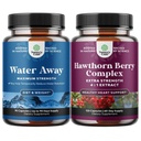 Pacote de água Away Retenção de líquidos com extrato de folha de Dandelion e chá verde para alívio de enchimento e alta resistência Hawthorn Berry Cápsulas com folha e extrato de flor 4:1 para coração saudável e digestão