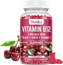 Vitamina B12 Complexo 5000 mcg Metil B12, Adenosyl B12 & Hydroxy B12, com Coenzima Q10, Folato, Vitamina C, Mastigável B 12 para suporte energético, Metabolismo, Saúde Óssea - Flavor Cereja