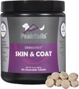 Kala Health PeakTails Skin & Coat Suporte para cães – 90 comprimidos mastigáveis com HSH, óleo de peixe, Omega-3 e Omega-6 – Suporta pele saudável, casaco brilhante