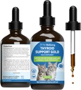Bem-estar do animal de estimação Thyroid Suporte ouro para gatos - Suporta saudável Thyroid Gland Função em gatos, Metabolismo Normal, Bugleweed, Limão Balm - Veterinária Formulado Suplemento de ervas 4 fl oz (118 ml)
