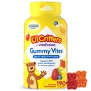 L'il Critters Gummy Vites Daily Kids Multivitamins Aromas de frutas variados para idades 2+ Crianças e crianças, Vitamina Gummy com vitamina C e D, 95-190 dia de fornecimento, 190 chicletes