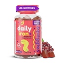 Squiggles Kids Daily Iron+ Gummies - Suplemento mastigável com ferro, Multivitamin para crianças, Baixo açúcar, Vegan, Gummies Toddler, Yummy Grape Sabor (100 Contagem)