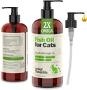 Deley Naturals Wild Caught Fish Oil for Cats with 2X Omega - Cat Fish Oil with Highest EPA & DHA Potency - Omega 3 for Cats for Shedding, Skin, Coat, Joints, Heart and Imune System - Made in the USA