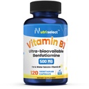 120 Cápsulas contendo 500 mg de Vitamina B1, Não-GMO, Vegan, Gluten Free, Benfotiamina