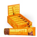 Misfits Vegan Protein Bares, Amendoim Butter Fudge - Updated Recipe - Planta com base, Baixo açúcar e carboidratos, Lanches de alta fibra