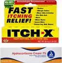 Itch-x Itch Relief Gel 1,25 oz + hidrocortisona Creme 1 oz Rápido alívio para erupções cutâneas, queimaduras menores, mordidas de insetos, hera venenosa, carvalho, Sumac.