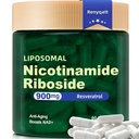 Renyqatt NAD+ Suplemento - Nicotinamida Riboside lipossomal - Suplemento para Envelhecimento, Energia, Foco - 80 Cápsulas(1B)