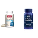 Jarrow Inositol 750mg 100 Veggie Cápsulas e Extensão de Vida NAC 600mg 60 Cápsulas Suporte Fígado e Respiratório