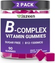 Pastilhas de Vitamina B Complexa com Vitamina C, Vitamina B Complexa Metilada para Mulheres, Homens e Adultos - B12, B1, B2, B3, B5, B6, B7, B9 - Suplemento Complexo Vitamina B para Apoio Imune Energia