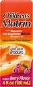Medicina de suspensão oral de Motrin das crianças, 100 mg de Ibuprofeno, Crianças Redutor de Febre e alívio da dor para dores e dores menores Devido ao frio e gripe, livre de álcool, Berry Flavored, 4 fl. oz