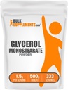 BulkSuplementos.com Glicerol Monostearato de Pó - Suplemento de Glicerol, GMS Pó - Sem sabor, Grau Alimentar e Glúten Livre, 1,5g por serviço, 500g (1,1 lbs) (Pacote de 1)
