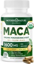 Mãe Natureza Orgânico Maca Raiz Cápsulas – 1600mg, 120 Cápsulas Vegan – Não OGM Peruano Amarelo, Vermelho e Preto Maca para homens e mulheres - Energia, Hormônio, Cérebro e Peso Bem-Estar
