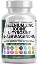 Limpeza Nutra Selenium 300mcg Iodine 500mcg Apoio à tireóide para mulheres e homens L Tyrosine 500mg Suplemento Ashwagandha Bladderwrack, Açafrão, Kelp, Schisandra Zinc Pills Suplementos da cápsula