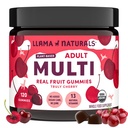 Llama Naturals Multivitamin para mulheres e homens, Vegan, Pastilhas orgânicas com vitamina D, C e K, Adultos Vitaminas Gummy fruta real, Chewable Suplemento Multivitamin, Não adicionado cana de açúcar, Cereja, 120 Ct