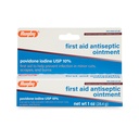 Rugby First Aid Antiseptic Pointment, Povidone Iodine USP 10% Solução tópica, Ajuda a prevenir a infecção em cortes menores, raspas e queimaduras - 1 Oz.