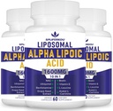 Ácido Lipóico Alfa Lipomal 1600mg por serviço, suplemento ALA para a saúde antioxidante, energia e metabolismo-Gluten livre e não GMO 180 Cápsulas