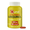Qunol 200mg Ubiquinol, poderoso antioxidante para saúde do coração e vascular, essencial para a produção de energia, suplemento natural forma ativa de CoQ10, 60 contagem