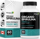 Renew Actives Organic Spirulina 1000MG por 2 Cápsulas – Superalimento para Homens e Mulheres – Suporta Energia, Bem-Estar & Função Imune – Rico em Antioxidantes & Nutrientes – Feito no Canadá – 60 Cápsulas