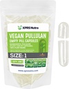 XPRS Nutra Tamanho 1 Pullulan Cápsulas vazias - 100 Contagem Clean Label Plantaps Limpar Cápsulas Vegan Vazio - Pílulas Vegetarianas Premium - Do-It-Yourself Vegetal Cápsula enchimento