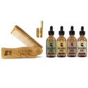 Barba dobrável madeira pente e 4 pacote de óleo de barba para homens - por striking Vikings