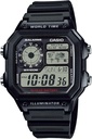 Casio AE1200WH relógio digital do homem série , 100M WR , Multi alarmes , 100 SEC Stopwatch , Contagem regressiva , Mapa do mundo para o tempo do mundo , luz LED , LC Display analógico