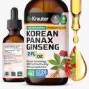 BIO KRAUTER Panax Ginseng Extract Liquid - Korean Red Ginseng Supplement Alcohol Free - Imune Support - Vegan, Sugar Free - 2 Fl.Oz.