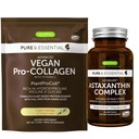 Vegan Vanilla Collagen Protein Powder + Astaxantina Complexo Pacote Vegan, Colágeno Boosting Fórmula + Natural 4mg H. Pluvialis Astaxantina para cabelos, Pele & unhas, por Igennus