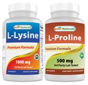 Melhores naturais L-Lysine 1000mg & L-prolina 500 mg