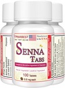 Senna Tablets 100 Ct. – Laxante vegetal natural [Made in USA] – Laxantes para Obstipação, Limpador de Colón, Limpador de Detox, Alivio de Obstipação para Adultos Crianças 8,6mg, Macio de escabelo Plus (1 garrafa)