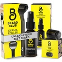 Barba Clube Premium Derma Roller & Biotin Beard Crescimento Vitamina Spray - Rolo Microneedle para homens e mulheres com 540 agulhas de titânio - Rolo de barba e óleo de barba para rosto, corpo e escalpe