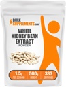 BulkSupplements.com White Kidney Bean Extract Powder - White Kidney Bean Powder - Herbal Supplement - Gluten Free, 1.5g por serviço, 500g (1.1 lbs) (Pacote de 1)