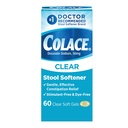 Colacle Clear Stool Softener para alívio de constipação eficaz gentil, #1 médico recomendado marca de amolecedor de fezes, Dye Free, 50 mg cápsulas de docusato, 60 contagem