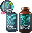 PRObióticos dentários WILD FUEL, pastilhas Keto com óleo MCT e pacote de enzimas digestivas