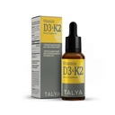 TALYA Vitamina D3 & K2 ; Vitamina D3 Líquida com K2 Drops 1000 UI - Ajuda a apoiar ossos fortes e coração saudável ; Não-GMO ; Vegan 60 Servings , 0.34 fl.oz