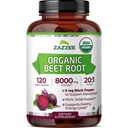 Zazzee USDA Organic Beet Root 8000 mg Força 20:1 Extract, 120 Vegan Quick Release Cápsulas, Extrato de pimenta preta para absorção melhorada, Suporta a produção de óxido nítrico, Não-GMO, Made in the USA