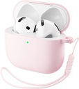 ORNARTO para AirPods 4 Caso, Capa protetora completa de silicone macio com LED visível, compatível com AirPods 4a geração 2024 - rosa giz