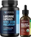 NUTRIÇÃO HAVASU Orgânica Maca Root Liquid Drops (60 Servings) & L Arginina L Suplemento Citrulina (30 Servings)