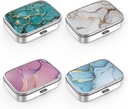 Caixa de pílulas 2 Compartimento de medicina Caixa de pílulas, portátil para bolso ou bolsa de pílulas Decorativo Metal Medicina Vitamina Organizador Presente Único(4PCS)