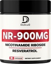 NAD Nicotinamida Riboside Resveratrol 900mg Plus Resveratrol 100MG - Produção e Restauração Celular, Poço Envelhecimento, Vitalidade Geral - 80 Cápsulas