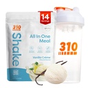 310 Nutrition All-in-One Replacement Shake Powder w / Shaker Cup Starter Kit - Alta fibra de proteína rico Vegan Superfood Mistura - Livre de açúcar, Keto & Paleo Friendly, Low Carb - Vanilla Creme 14 srv