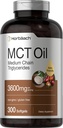 Horbäach MCT Oil Pills (Pílulas a óleo) 3600mg 300 Cápsulas Softgel (Suplemento Keto de Coconut) com Ácido Caprylic e Capric (Não-GMO) e Gluten Free