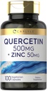 Carlyle Quercetin 500mg Cápsulas com 50mg de Zinco ou 100 de Contagem Não-GMO e Suplemento sem glúten