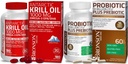 Bronson Probiótico 50 Bilhões UFC + Prebiótico com Apple Polifenóis & Abacaxi Extrac Óleo de Krill Antártico 1000 mg com Omega-3s EPA DHA