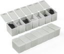Organizador de pílula pequena semanal, 7 dias caso comprimido, caixa de remédio caso vitamina diária, recipientes de pílula para suplementos de medicina óleo de peixe (2Pcs, cinza)