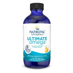 Nórdico Naturals Ultimate Omega Liquid, sabor limão - 4 oz - 2840 mg Omega-3 - Suplemento de óleo de peixe de alta potência com EPA & DHA - Promove a saúde do cérebro e coração - Não-GMO - 24 Servings